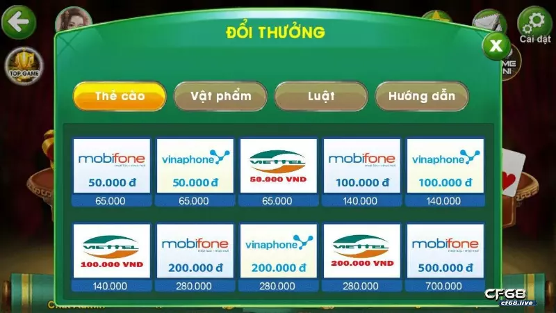 Một số cổng game cho phép chơi game được thẻ điện thoại 