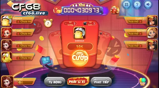 Giao diện game đánh bom cf68 hút mắt