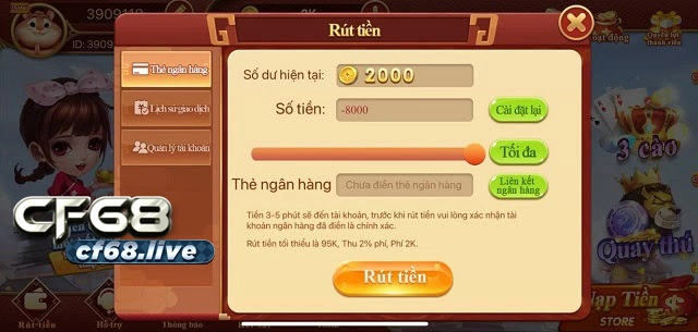 Rút tiền tại cf siêu nhanh, siêu an toàn