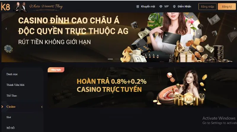 Những tựa game nổi bật tại  K8 casino