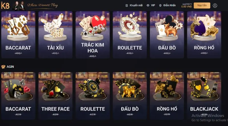 Cách tham gia chơi game chi tiết trên cổng casino K8