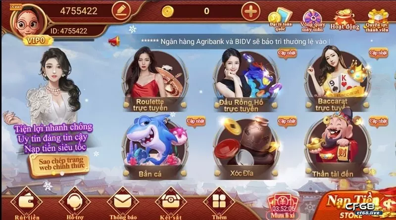 Những sản phẩm khó có thể bỏ qua khi chơi game cùng Cf68.vip