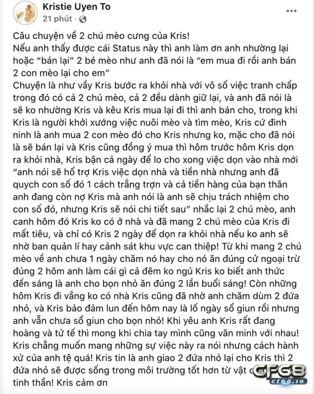 Bài đăng bóc phốt Anh Đức của Uyên Tô, dù bài đăng đã được xóa nhưng cộng đồng mạng đã nhanh chóng chụp lại được ảnh.