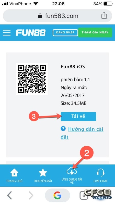 Hướng dẫn tải ứng dụng Fun88 trên iOS