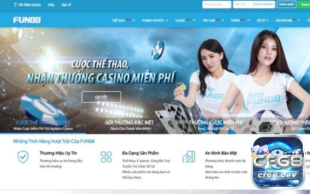 Fun88 có giao diện đẹp mắt