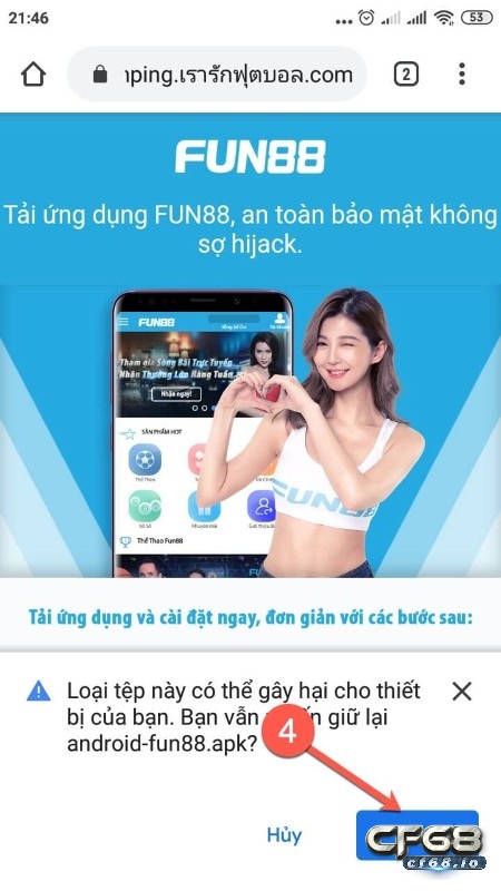 Cài đặt app Fun888