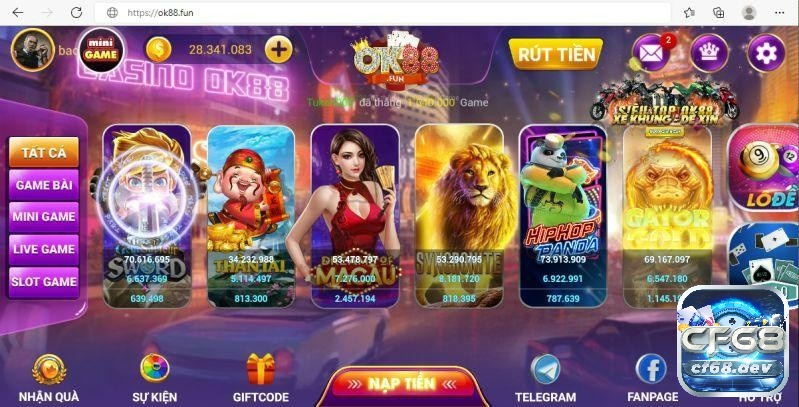 Ok88 Fun mang đến một kho game đồ sộ với nhiều thể loại hot hit