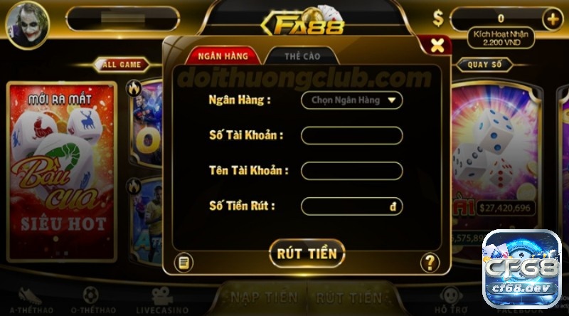 Fa 88 Fun sở hữu cổng thanh toán cực kỳ tiện lợi