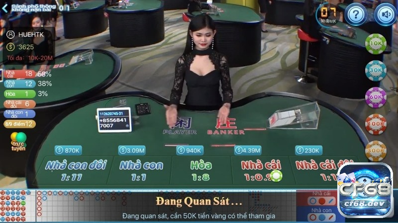 Chơi game bài trực tuyến với dealer xinh đẹp