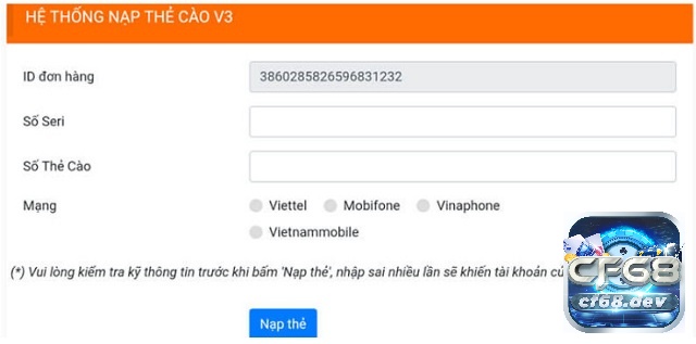 Nạp tiền cá cược qua thẻ cào tiện lợi