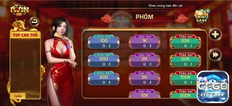 Game bài Phỏm chơi trực tuyến tại iwin