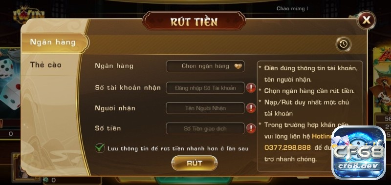 Rút tiền nhanh gọn, dễ dàng