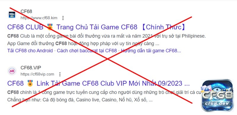 Các Website giả mạo thương hiệu CF68