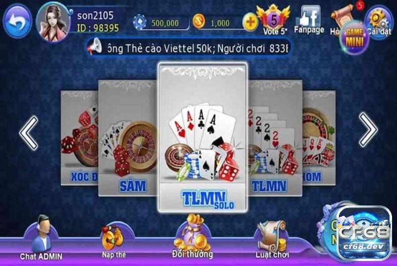 Sáng tạo với trò chơi game bài giao diện đẹp mắt, cơ hội kiếm tiền thật cực khủng