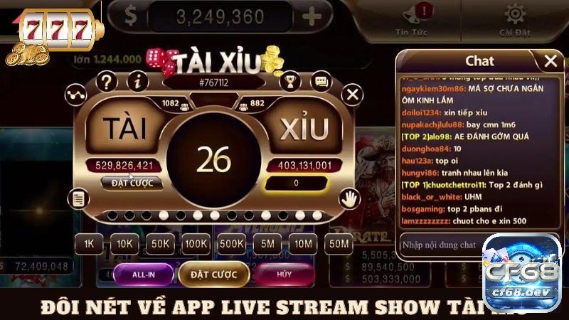 Tìm hiểu thông tin về App live stream show tài xỉu