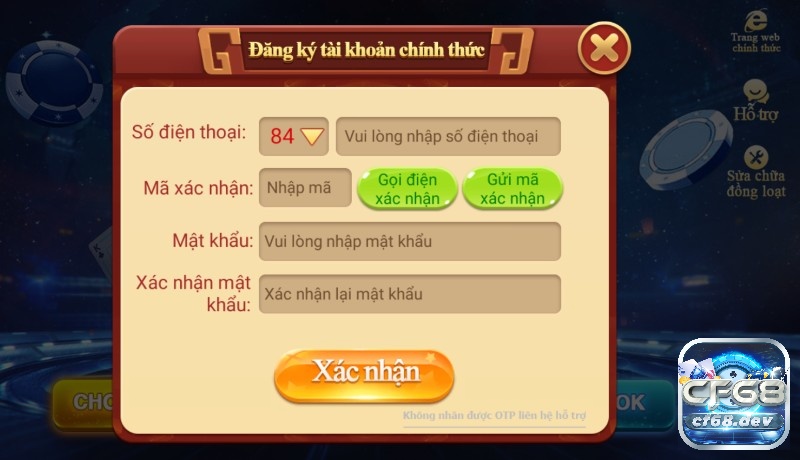 Đăng ký tham gia tại nhà cái CF68 .DEV