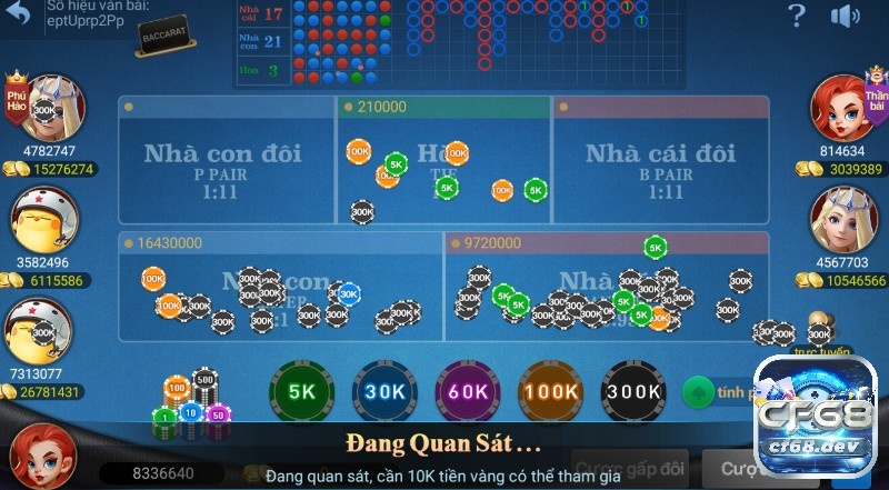 Sân chơi Baccarat tại CF68 cho anh em cược thủ