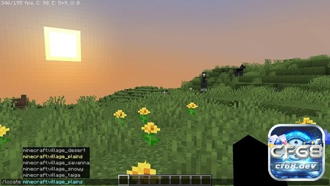 Lệnh tìm làng trong minecraft trên máy tính